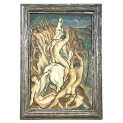 "Battle of the Nudes," Large Art Deco Painting by Wedel, Elton John Collection