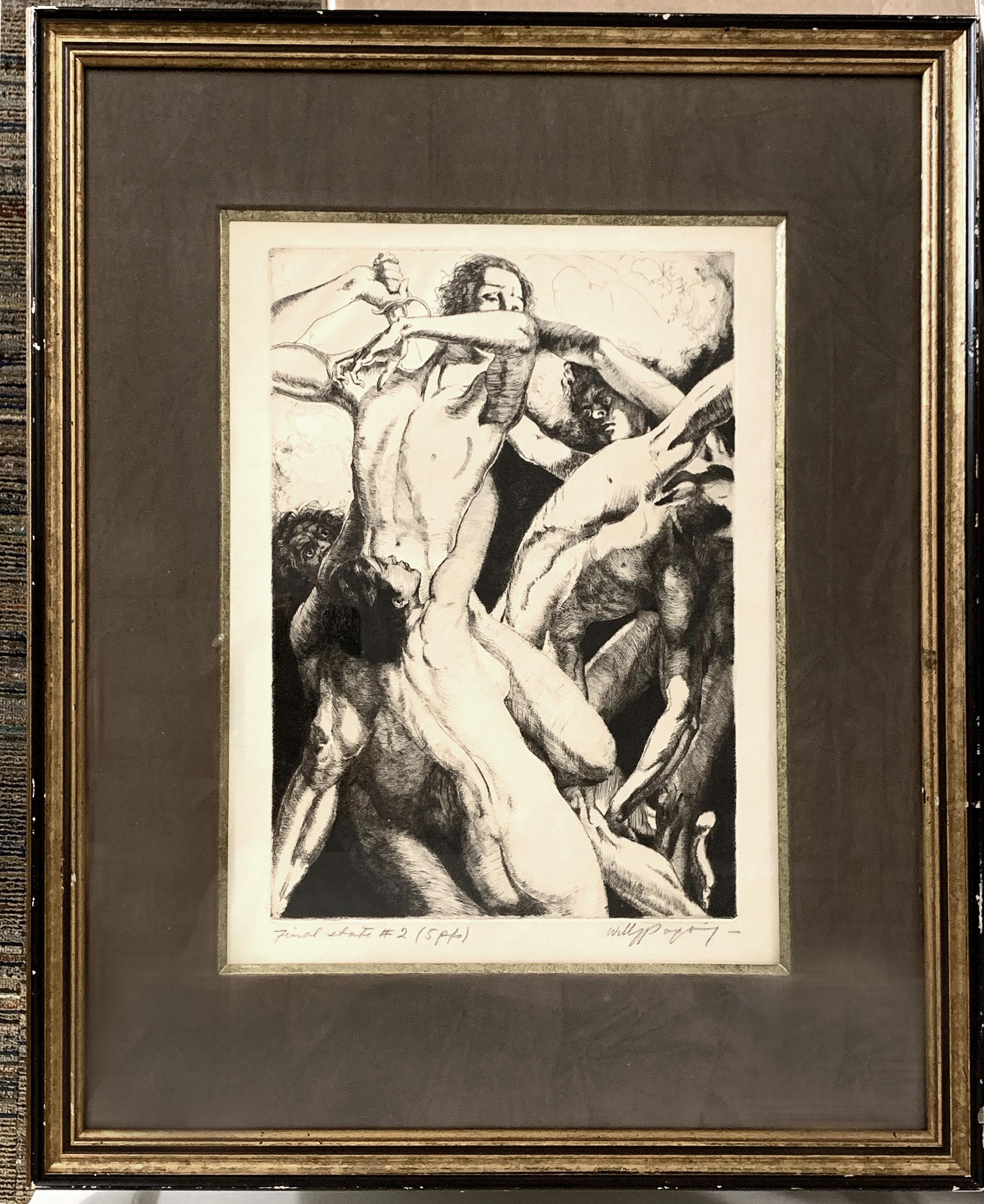 „Battle of the Nudes“, seltener signierter Art-Déco-Druck von Willy Pogany im Zustand „Hervorragend“ im Angebot in Philadelphia, PA