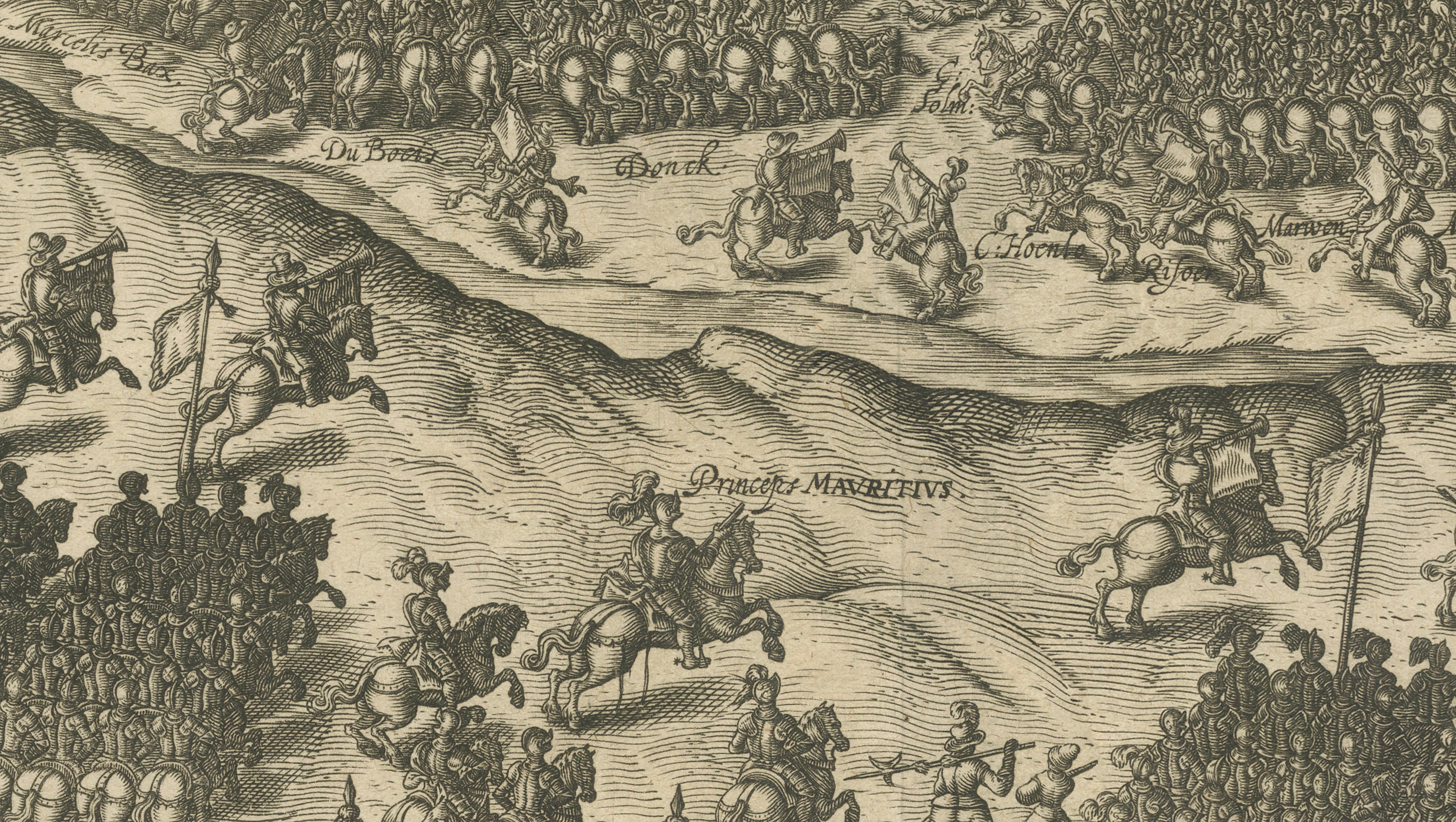 Engraved Battle of Turnhout 1597 – Dutch and English Victory over Spanish, Published 1700 For Sale