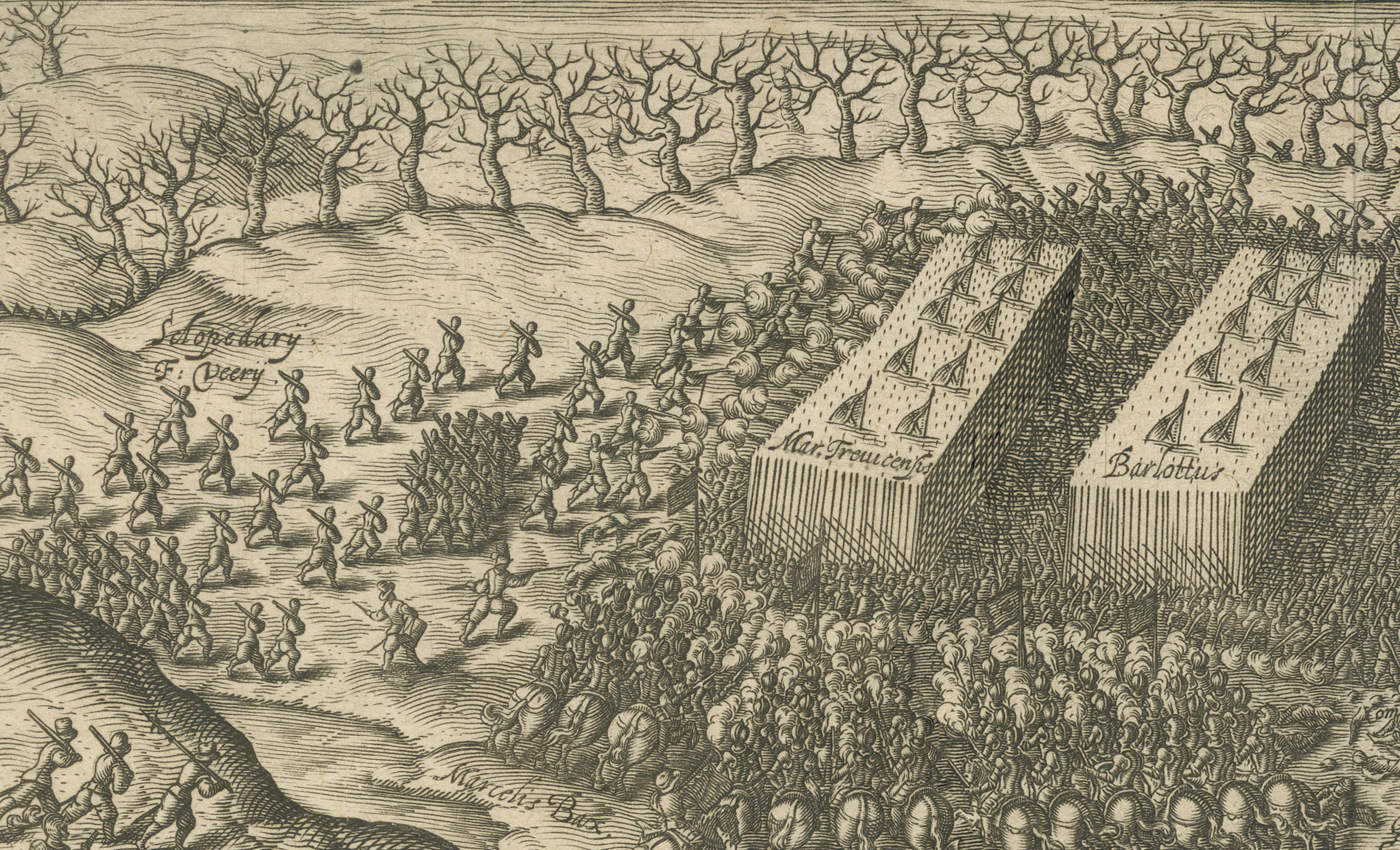 Battle of Turnhout 1597 – Dutch and English Victory over Spanish, Published 1700 In Good Condition For Sale In Langweer, NL