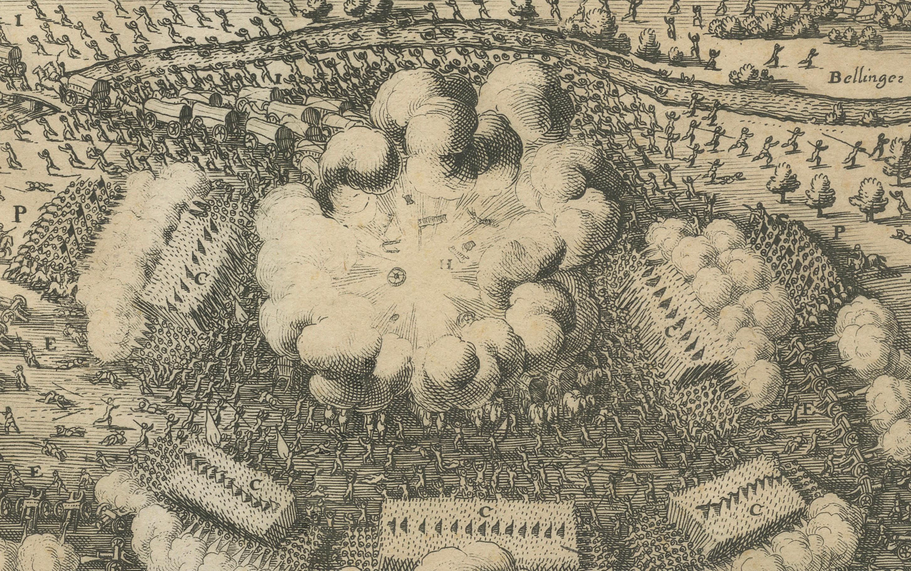 Engraved Battle of Wimpfen, 1622: Engraving by Matthäus Merian (ca. 1645) For Sale