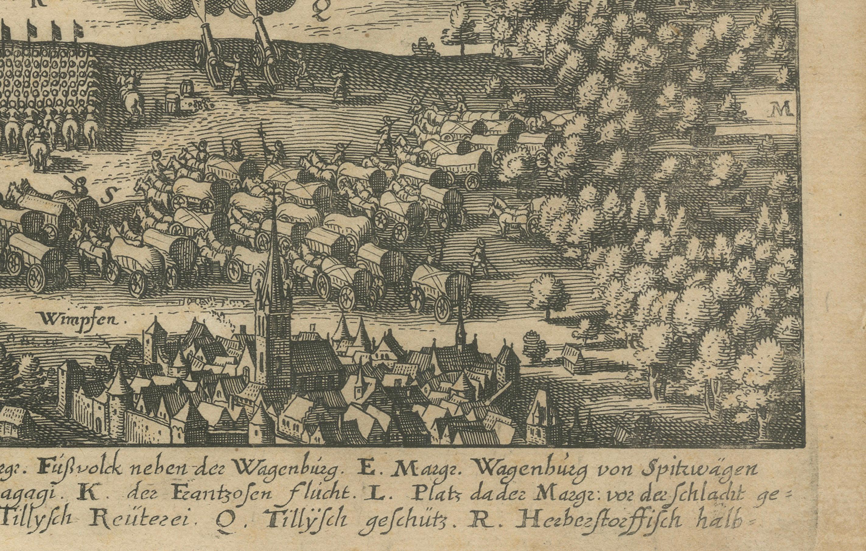 Battle of Wimpfen, 1622: Engraving by Matthäus Merian (ca. 1645) For Sale 1