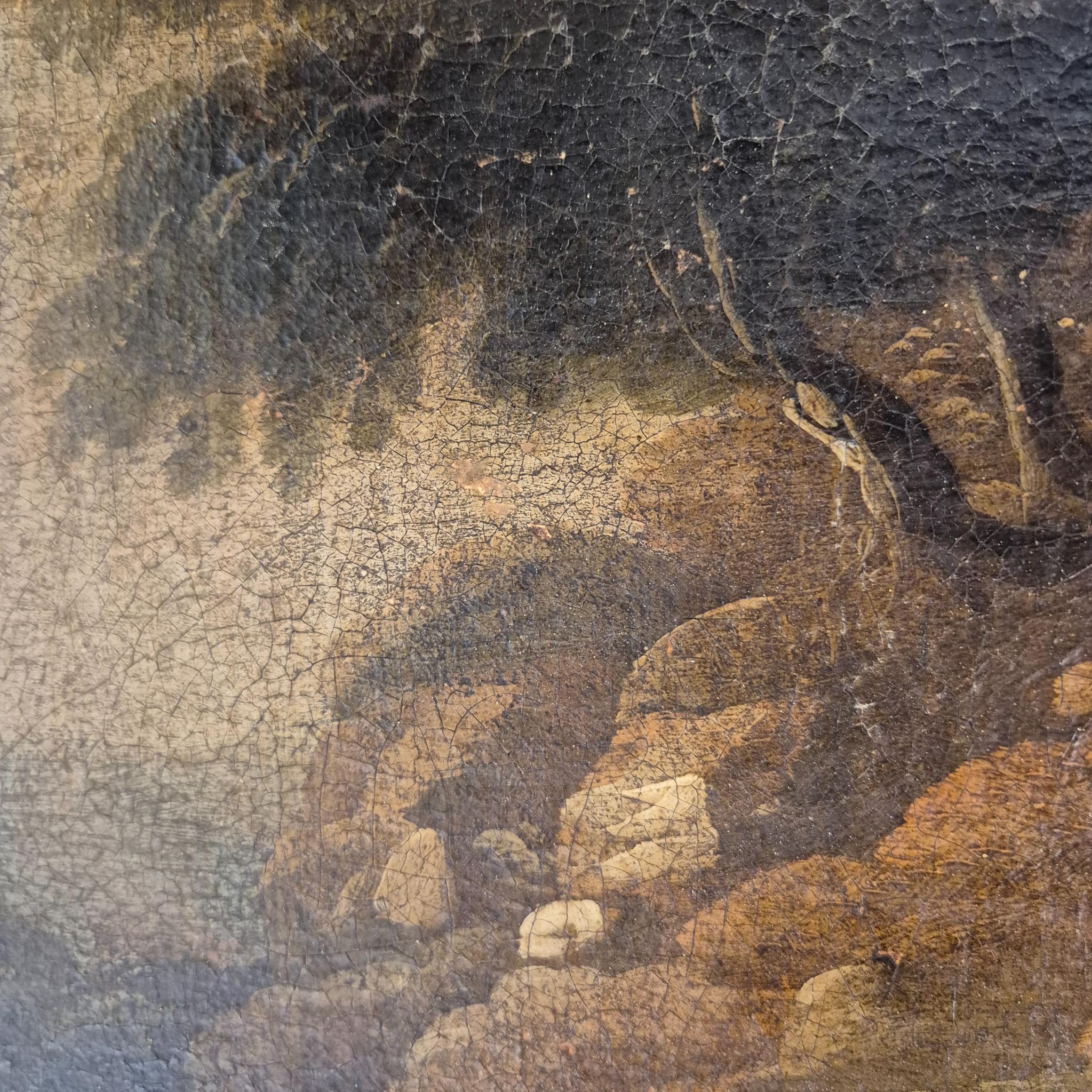 Scène de bataille dans le goût de G. Zais, Huile sur toile, cadre doré, 19e siècle en vente 2