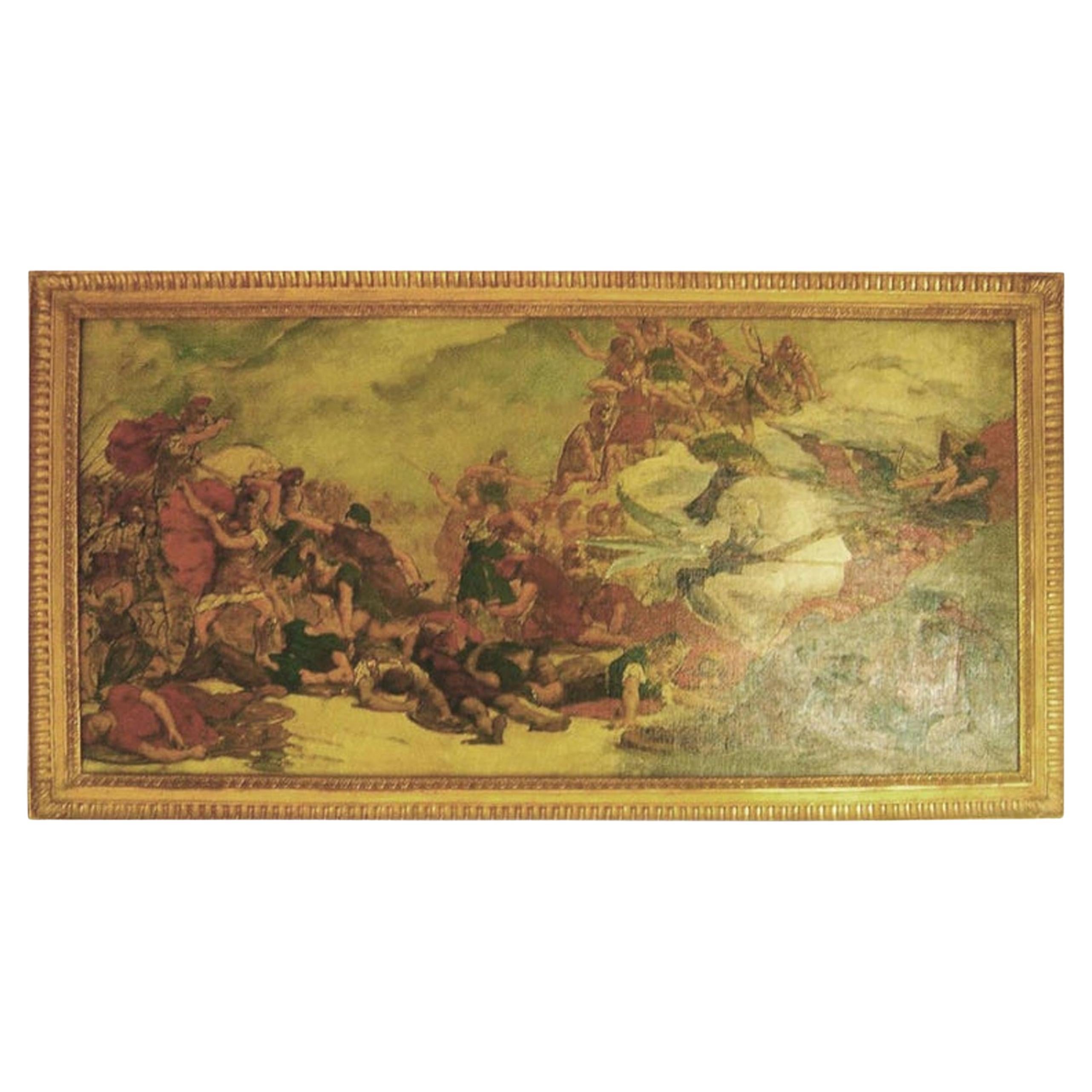 Batalla Pintura al óleo sobre lienzo del Viejo Maestro