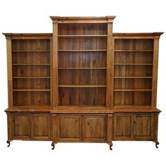 Antique Battleford Hall Breakfront Library Maple and Oak Bookcase Marbled