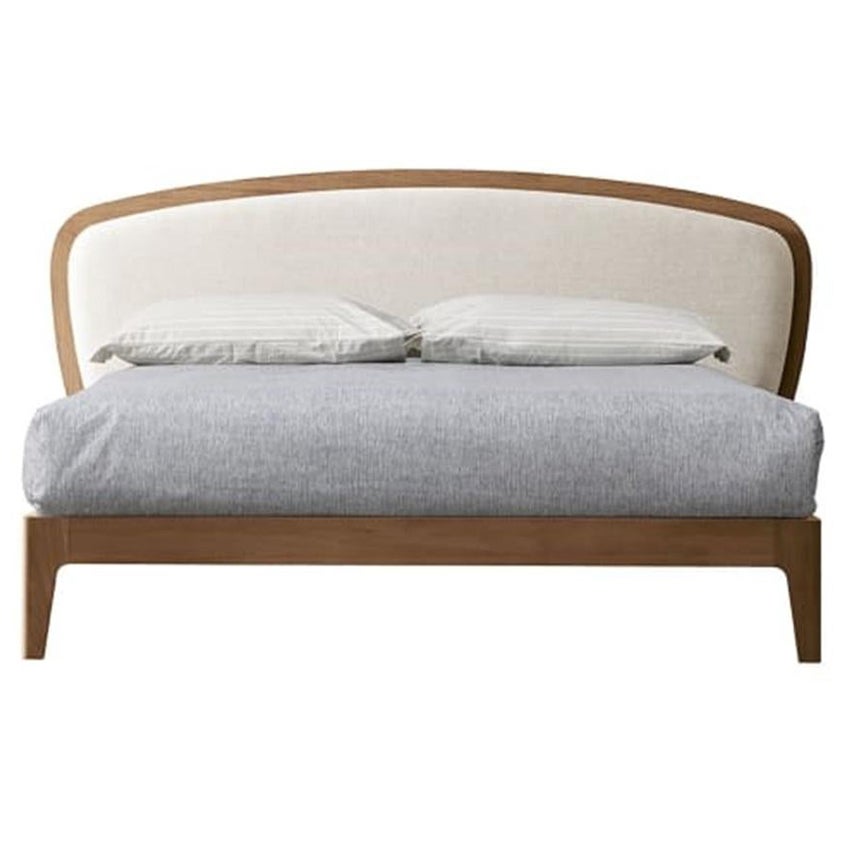 Cama Battlò de madera de nogal Canaletto con tapicería de lino