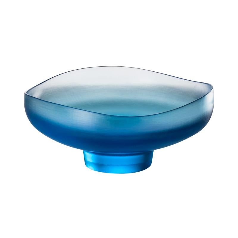 Battuti/Canoe Bowl in Aquamarine Glass