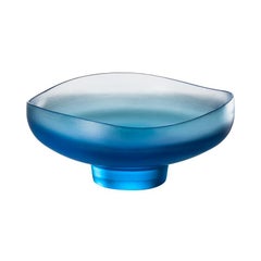 Battuti/Canoe Bowl in Aquamarine Glass