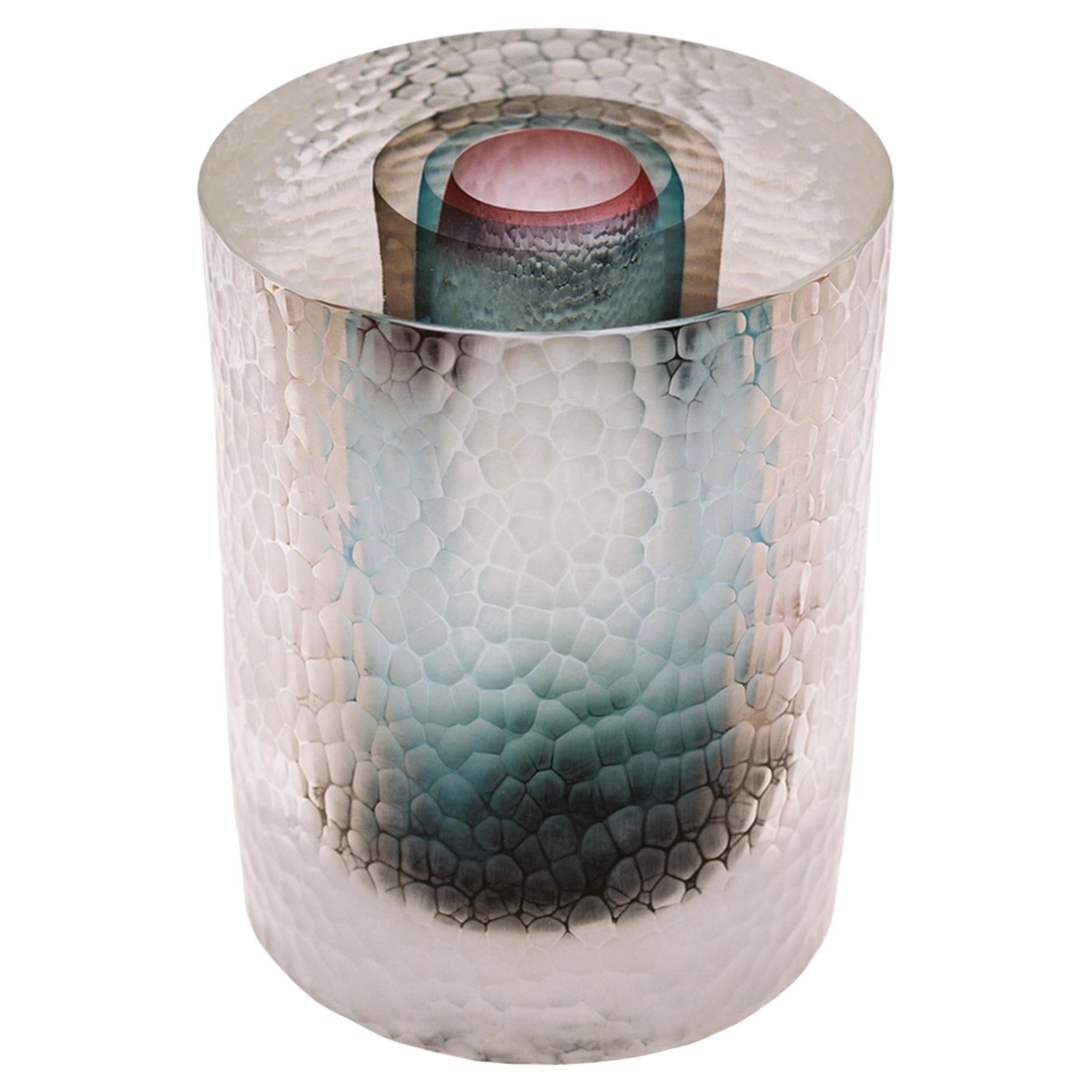 Battuto Thickie Blown Glass Vase For Sale
