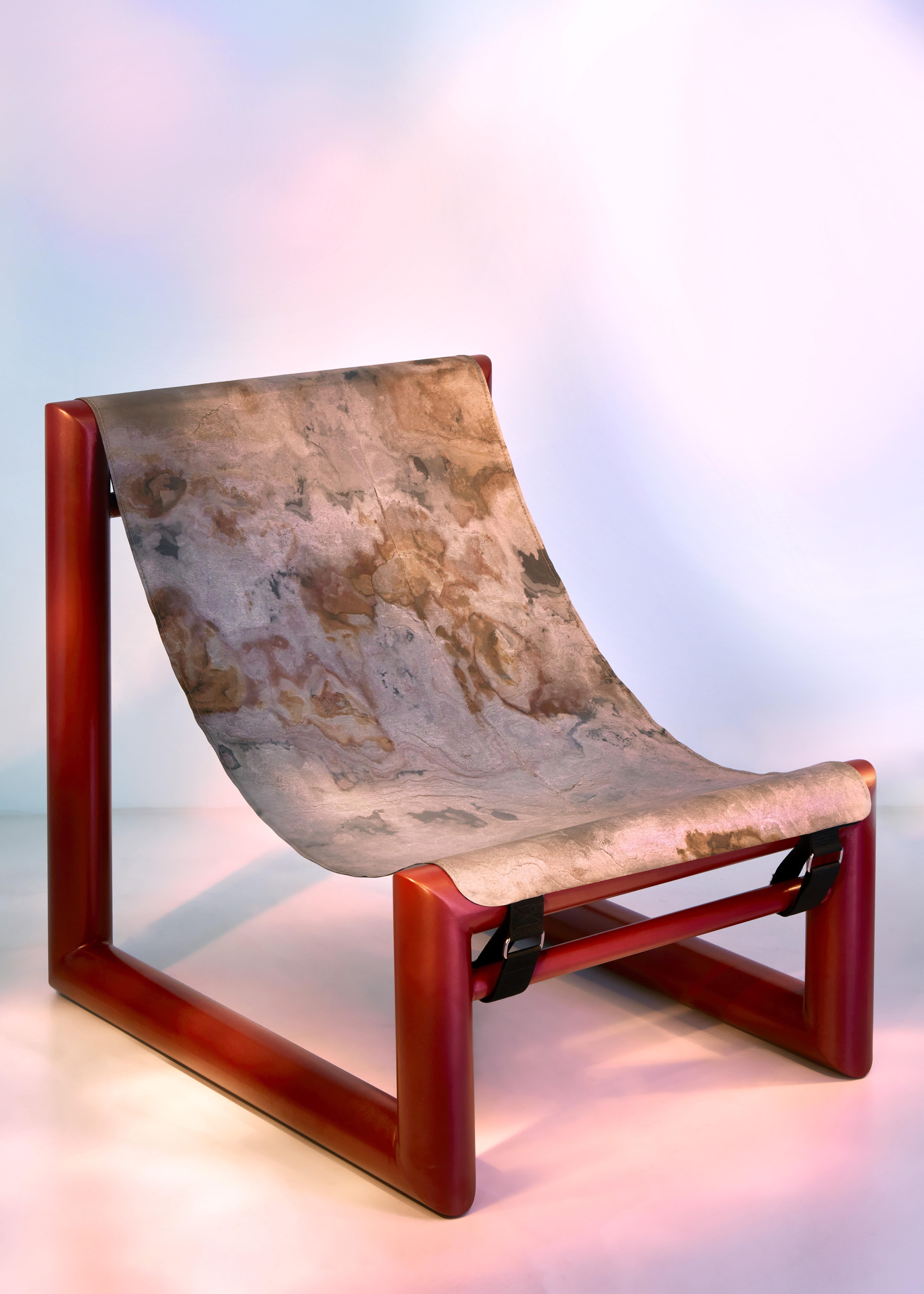 Modern Bau Rouge Contemporary Chair in Steel and Stone Sheet For Sale