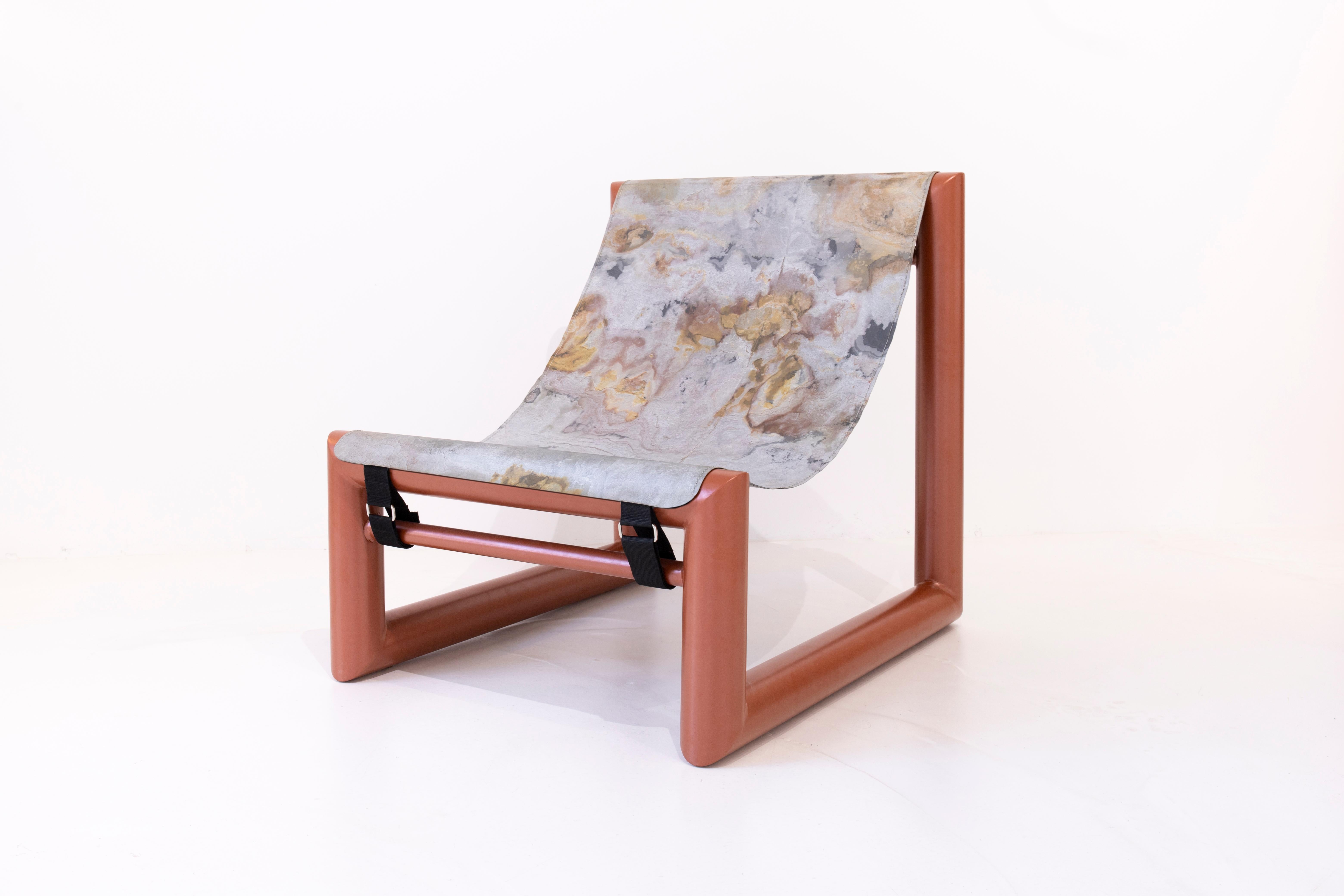 Bau Rouge Contemporary Chair in Steel and Stone Sheet In New Condition For Sale In London, GB