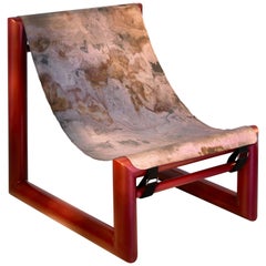 Bau Rouge Contemporary Lounge Chair in Steel and Stone Sheet