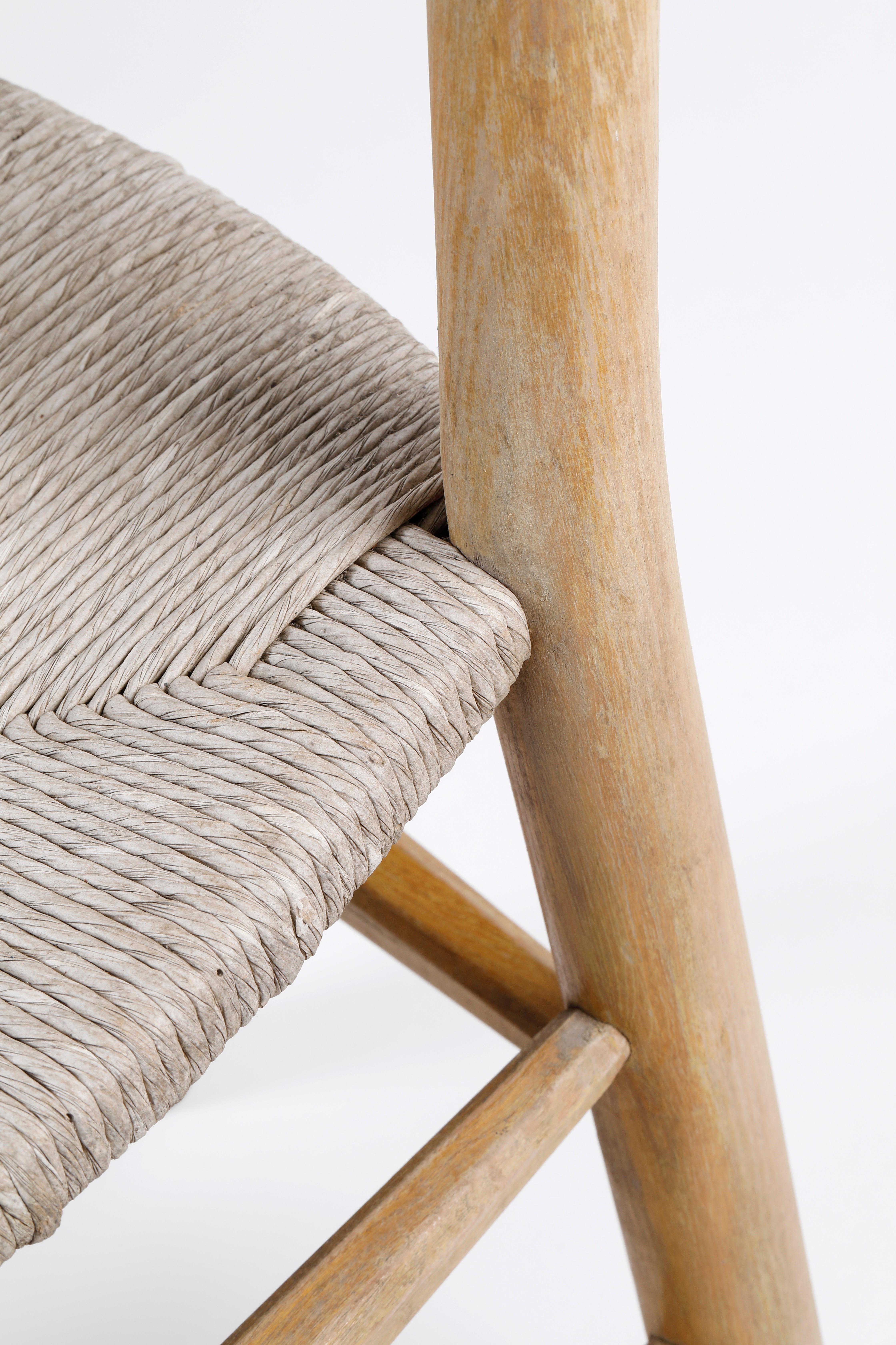 Straw Bauche chair by Charlotte Perriand, France, 1950s For Sale