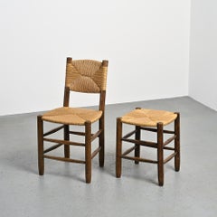 Bauche Chair & Stool by Charlotte Perriand, circa 1950, Set of 2