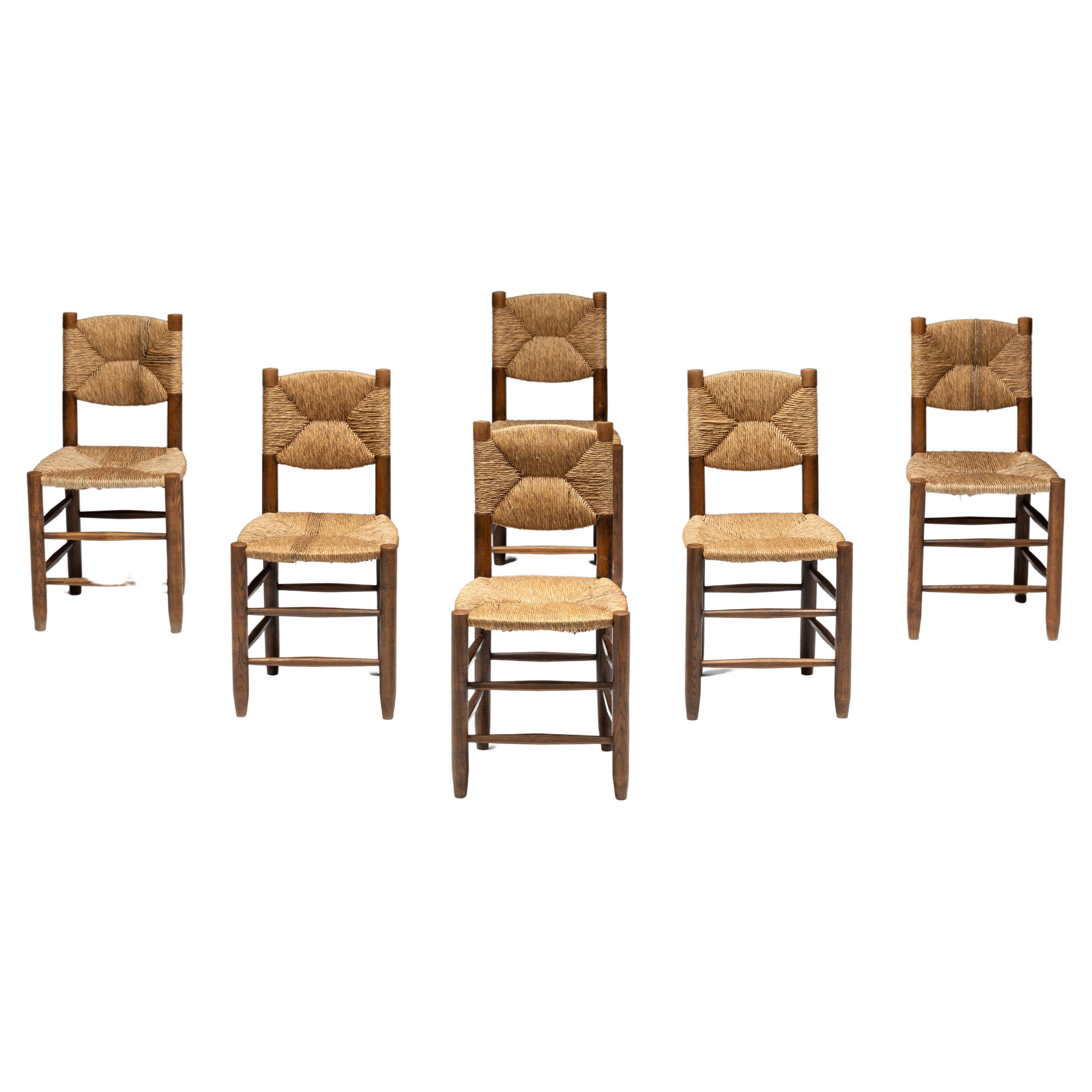 "Bauche" Dining Chairs by Charlotte Perriand for Steph Simon, France, 1950s For Sale