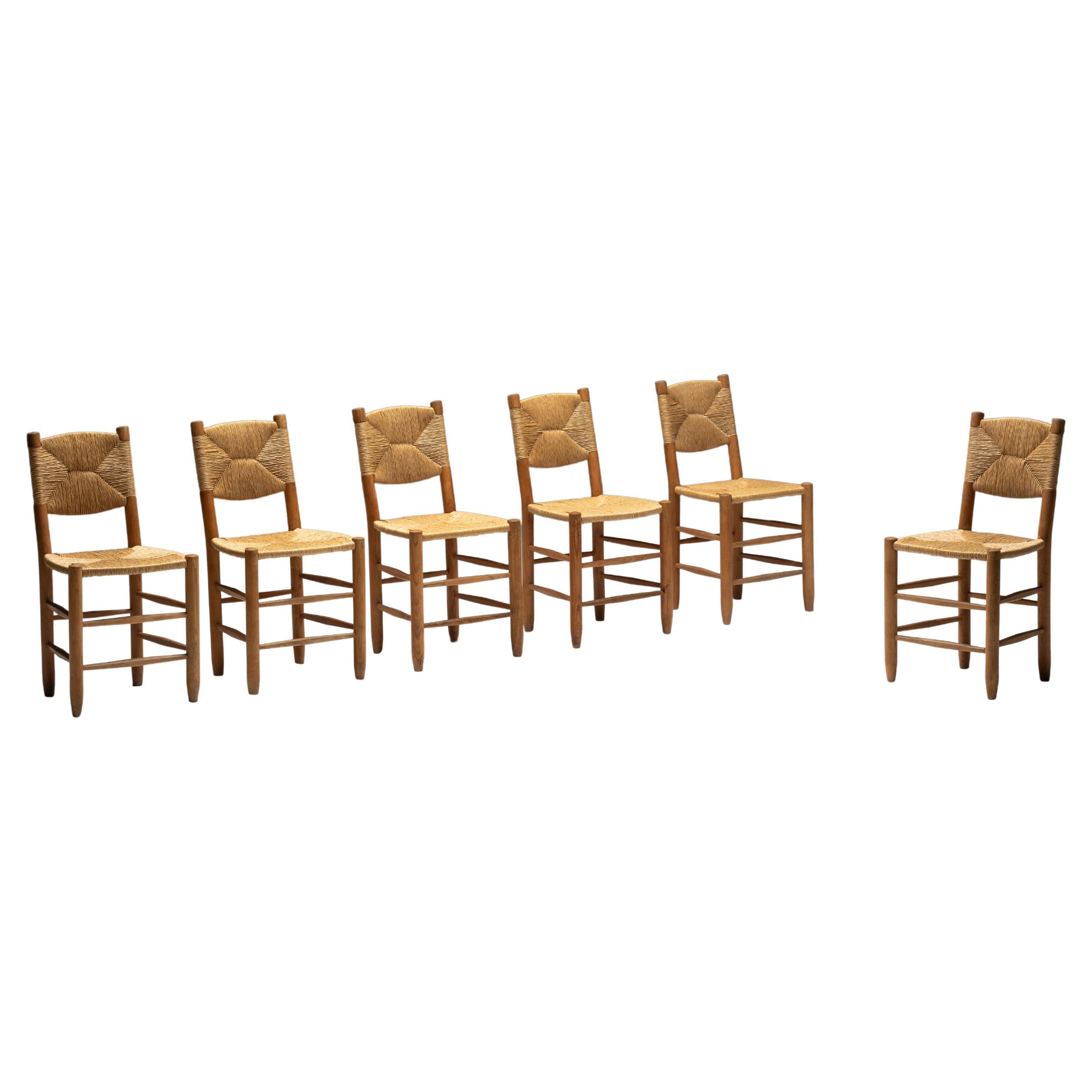"Bauche" Dining Chairs by Charlotte Perriand for Steph Simon, France, 1950s