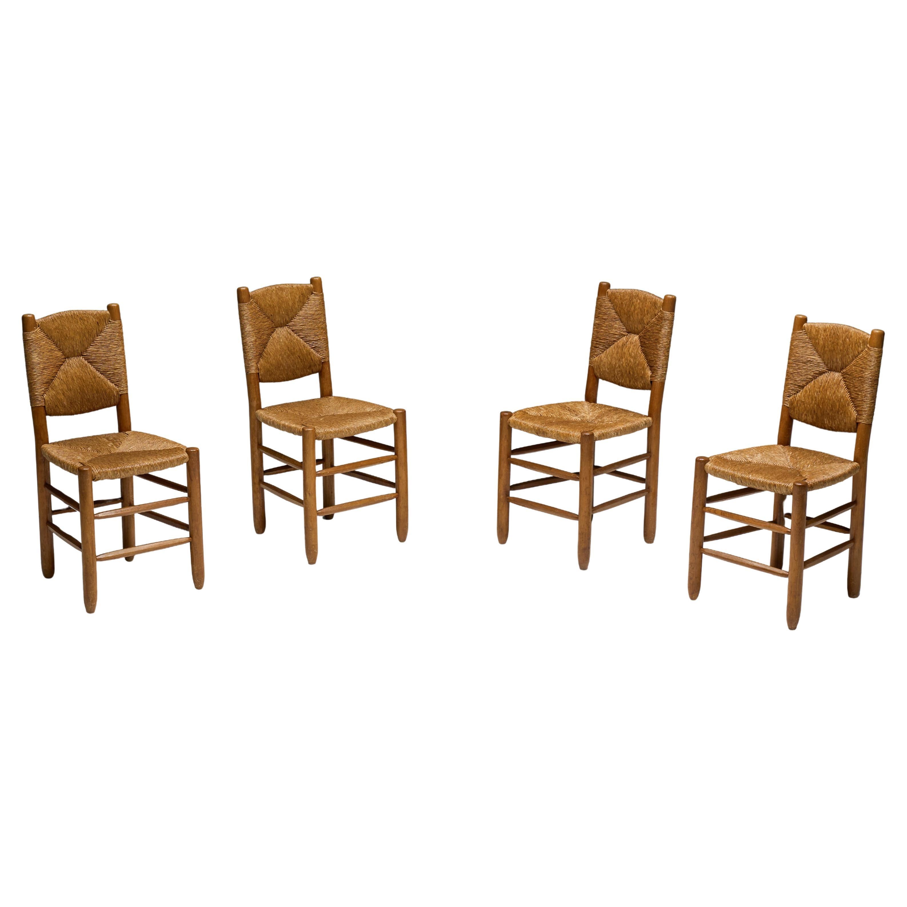 "Bauche" Dining Chairs by Charlotte Perriand for Steph Simon, France, 1950s im Angebot