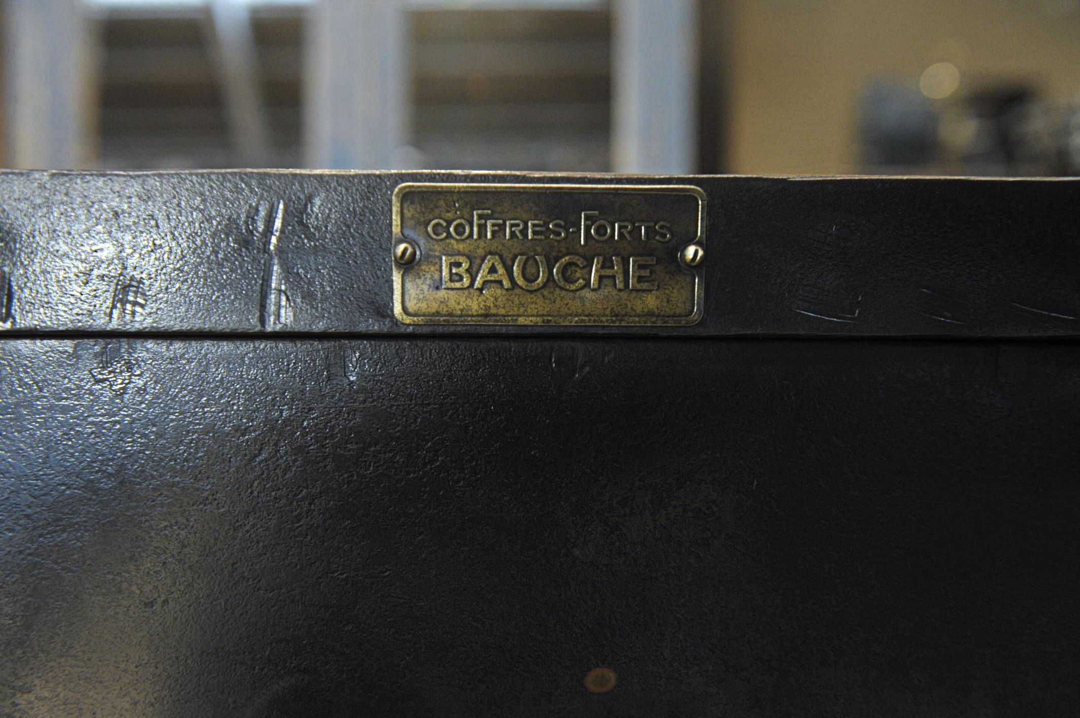 French Bauche Metal Safe with Original Key, 1920s