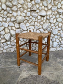 Bauche N°17 Straw Stool, Charlotte Perriand for L'équipement De La Maison