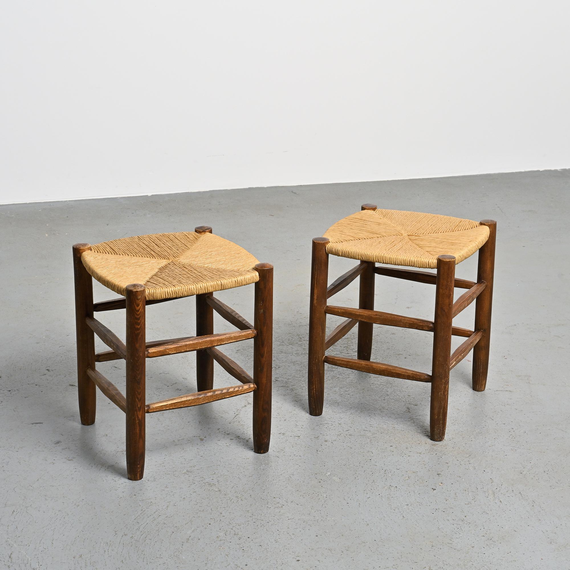Mid-Century moderno Bauche Stools by Charlotte Perriand, circa 1950, Set of 2 in vendita