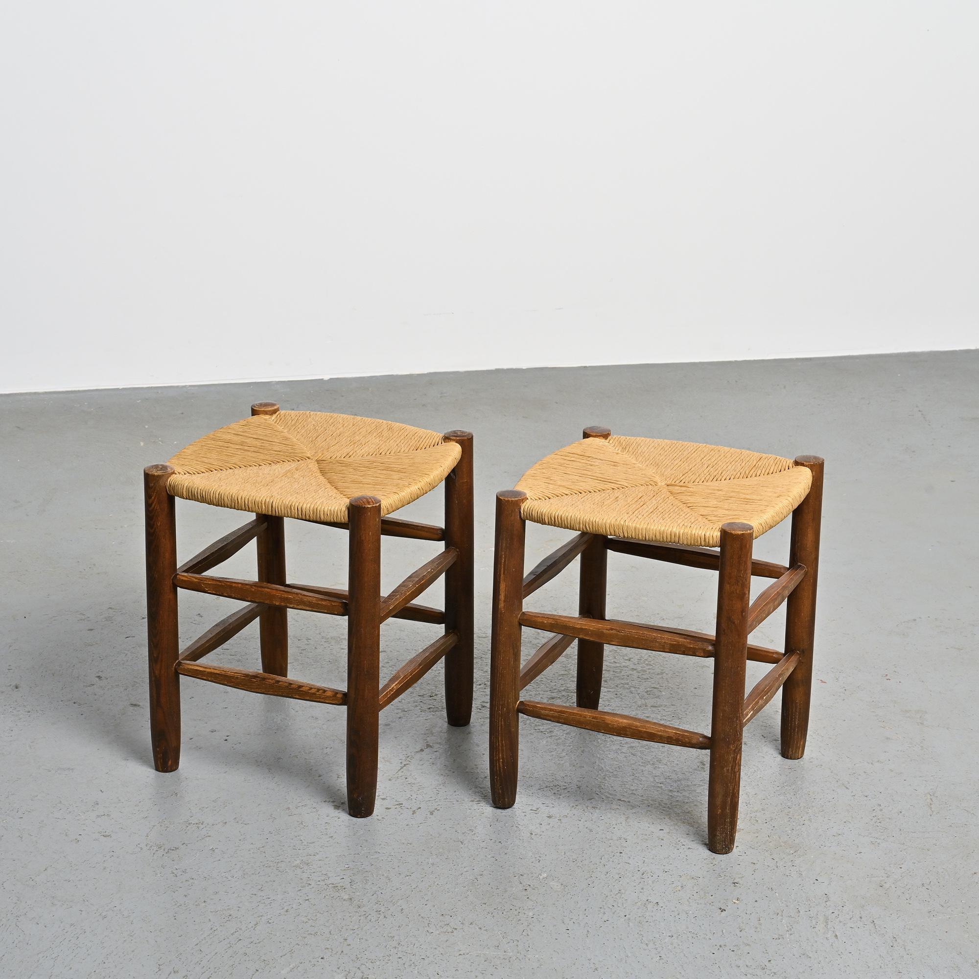 Francese Bauche Stools by Charlotte Perriand, circa 1950, Set of 2 in vendita