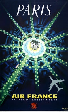 Original Vintage Air France Arc de Triomphe Paris Poster by Baudouin 1963