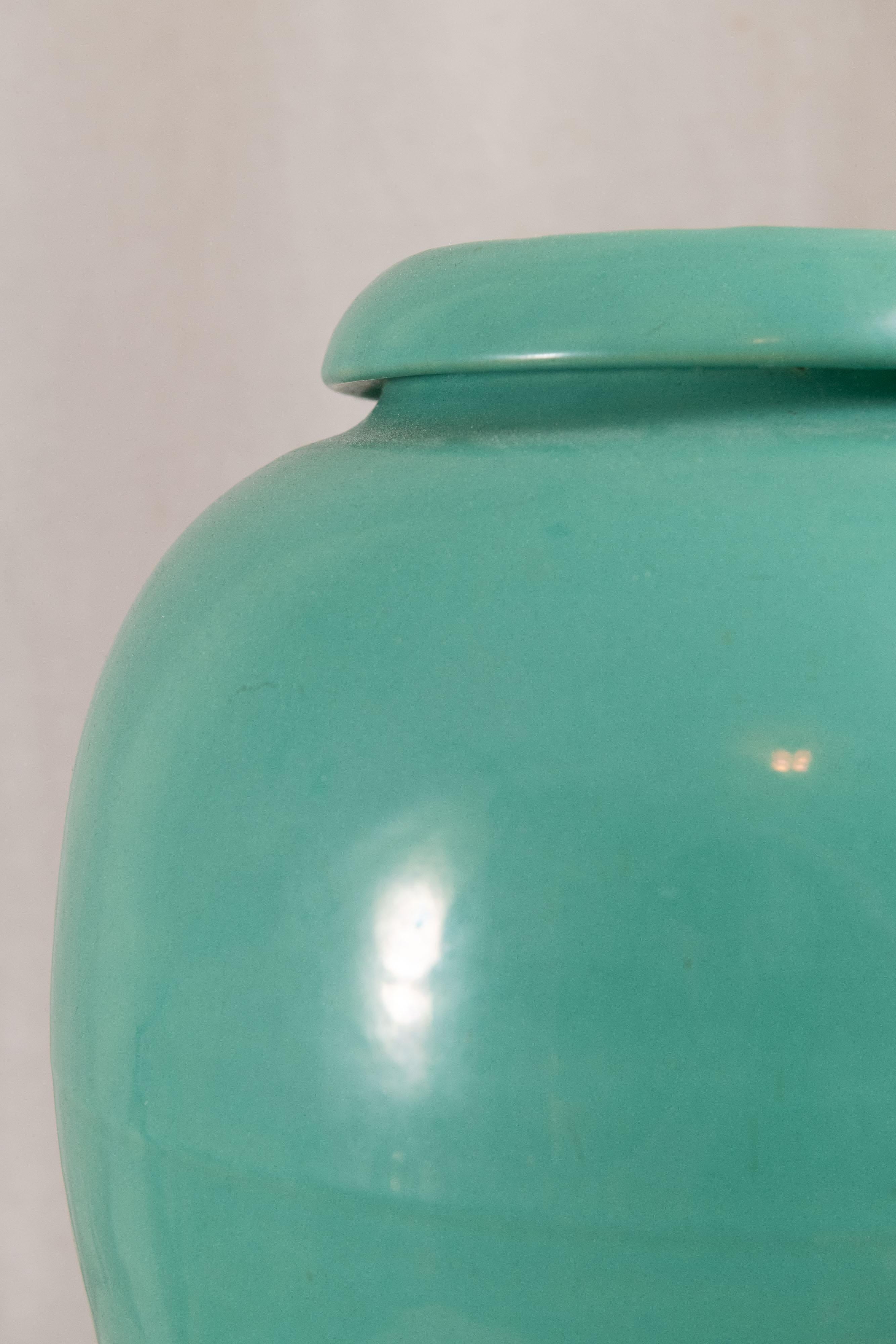 Bauer Co. Jarra de aceite, verde, ca. 1930, Made in California Estadounidense en venta
