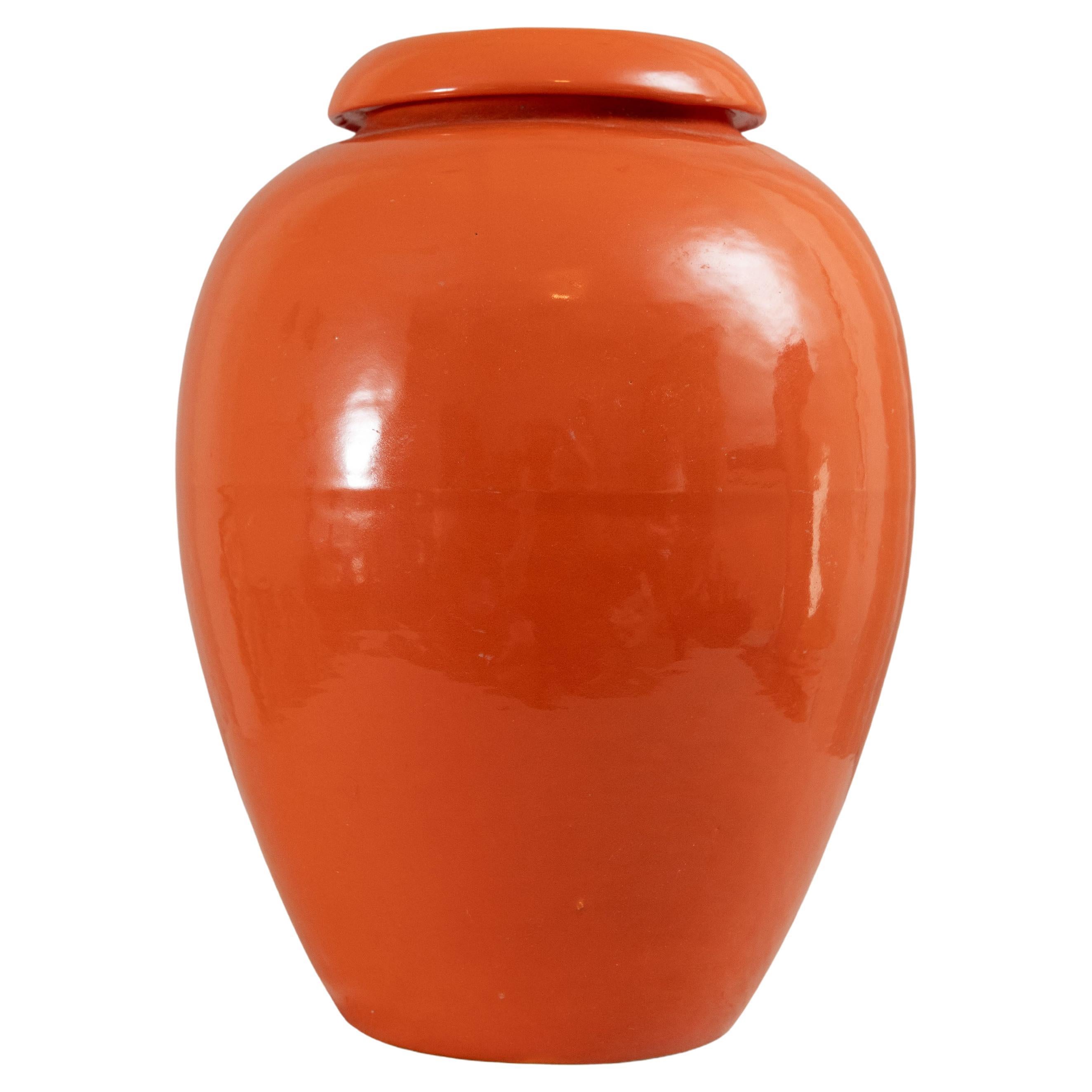 Bauer Co. Tarro de aceite, naranja, ca. 1930, Made in California