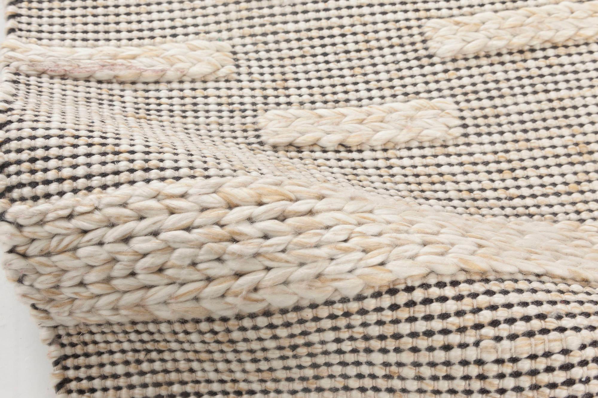 Colección Bauer Geométrico beige, negro lana hecho a mano por alfombra Doris Leslie Blau 
Tamaño: 203 × 203 cm (6'8