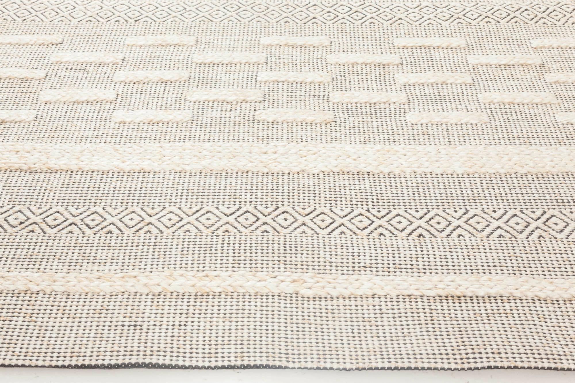 Hand-Knotted Bauer Collection Geometric Beige Black Handmade Wool by Rug Doris Leslie Blau For Sale
