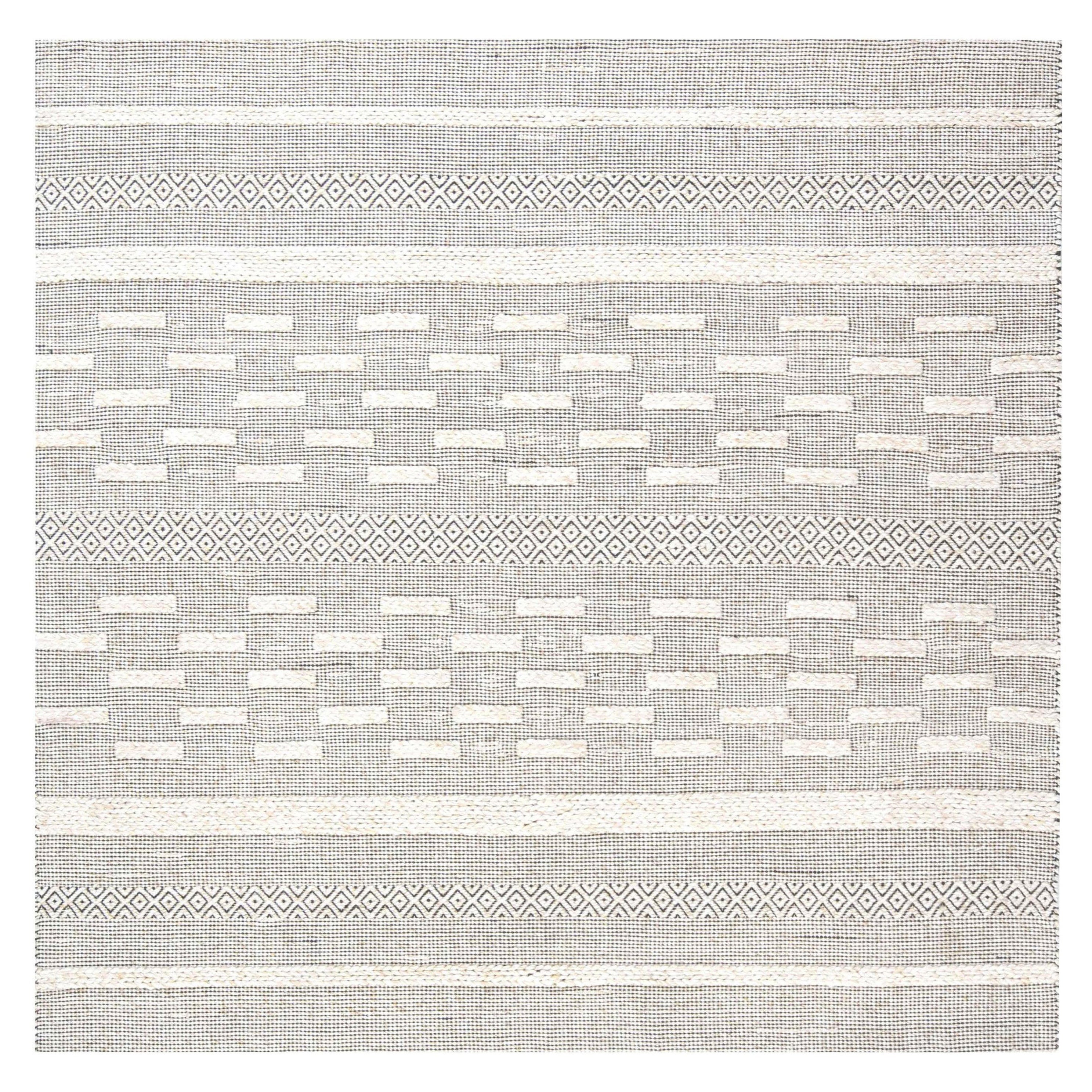 Bauer Kollektion Geometrisch Beige Schwarz Handgefertigte Wolle von Teppich Doris Leslie Blau