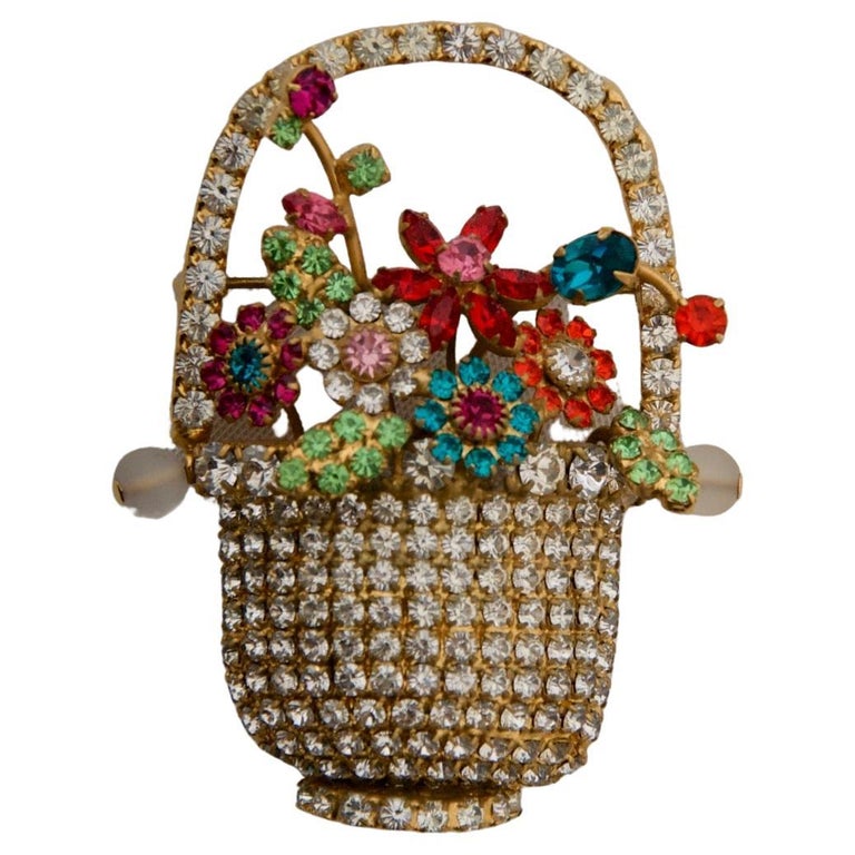 Bauer Flower Basket Brooch For Sale at 1stDibs