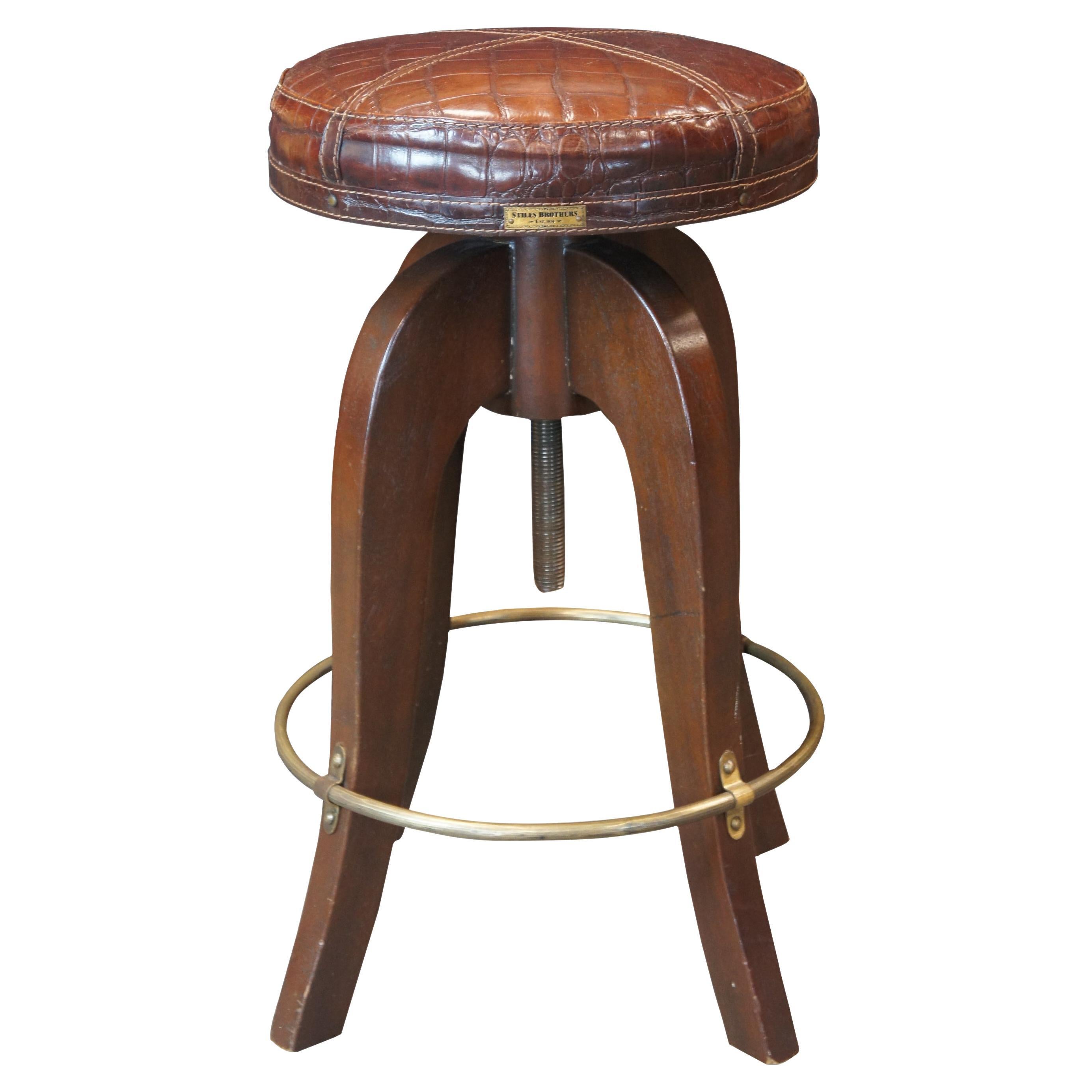 Bauer Int'l Stiles Brothers Adjustable Crocadile Leather Counter Bar Stool