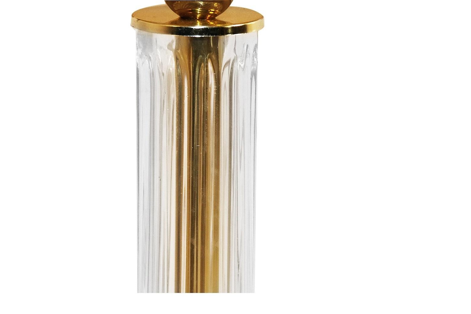 American Bauer Lamp Company Lucite Brass and Glass Table Lamp