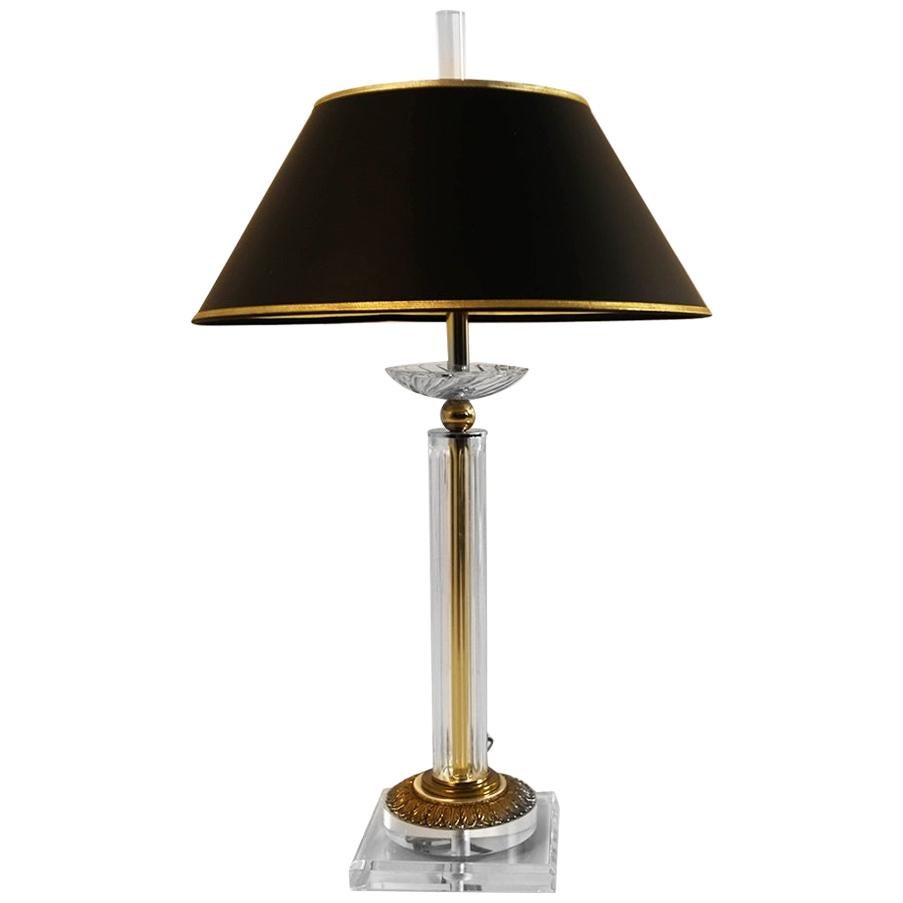 Bauer Lamp Company Lucite Brass and Glass Table Lamp