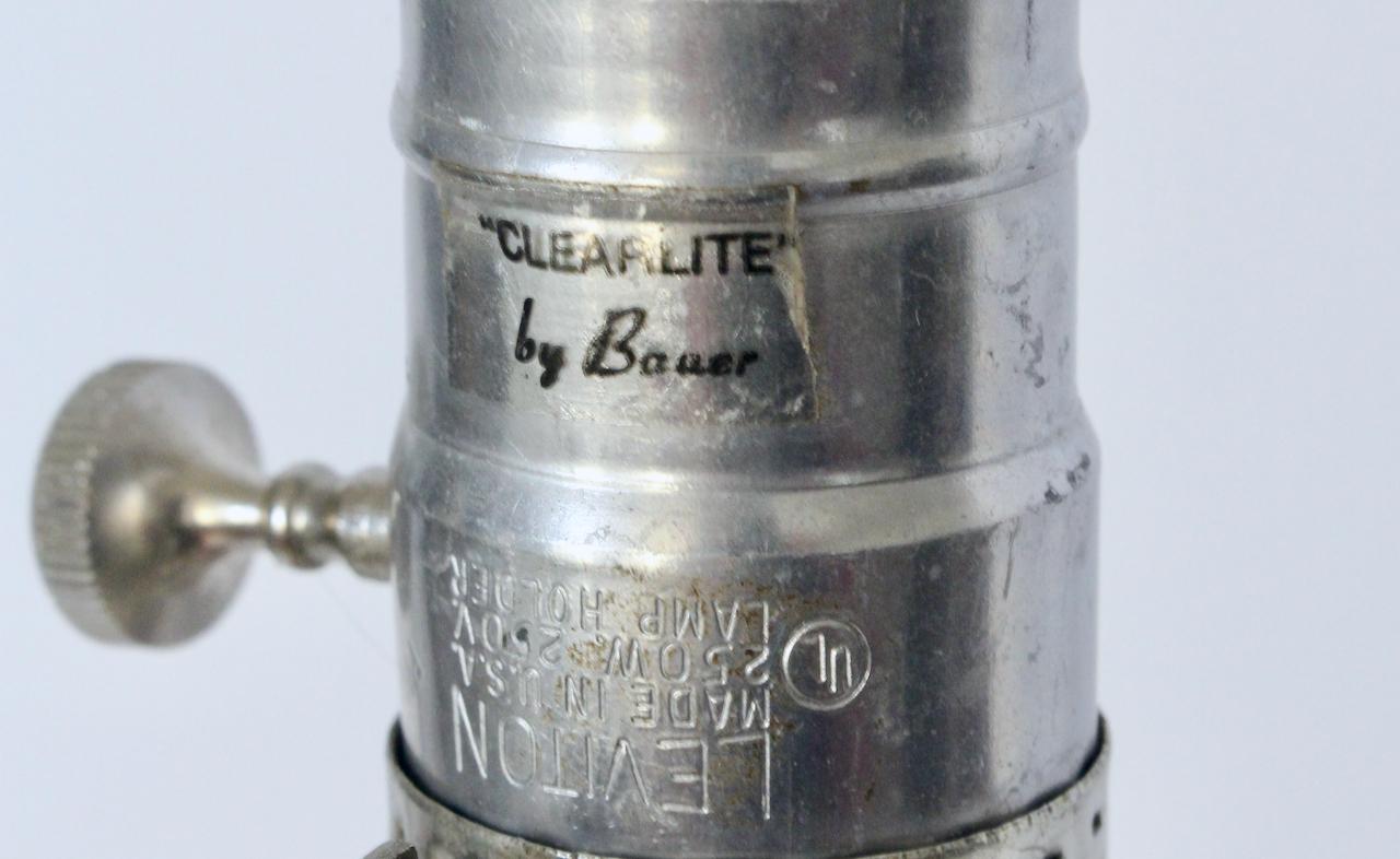 Bauer Lamp Company, Glas-Tischlampe „Clearlite“, mattiertes Rosa, 1970er-Jahre im Angebot 2