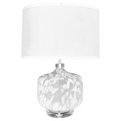 Bauer Mottled Glass and Lucite Table Lamp a New Custom Shade, Wired and Working