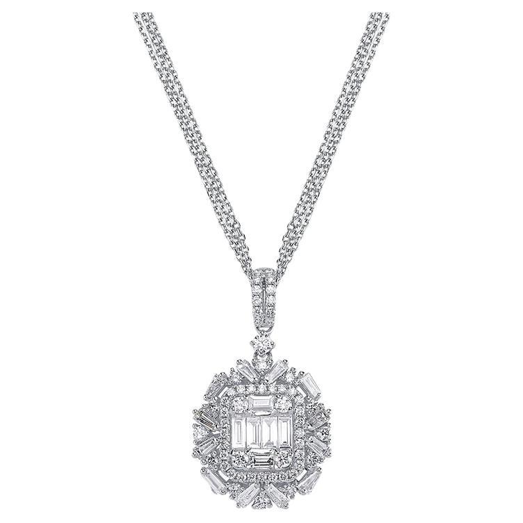 Baguette Diamond Necklace For Sale