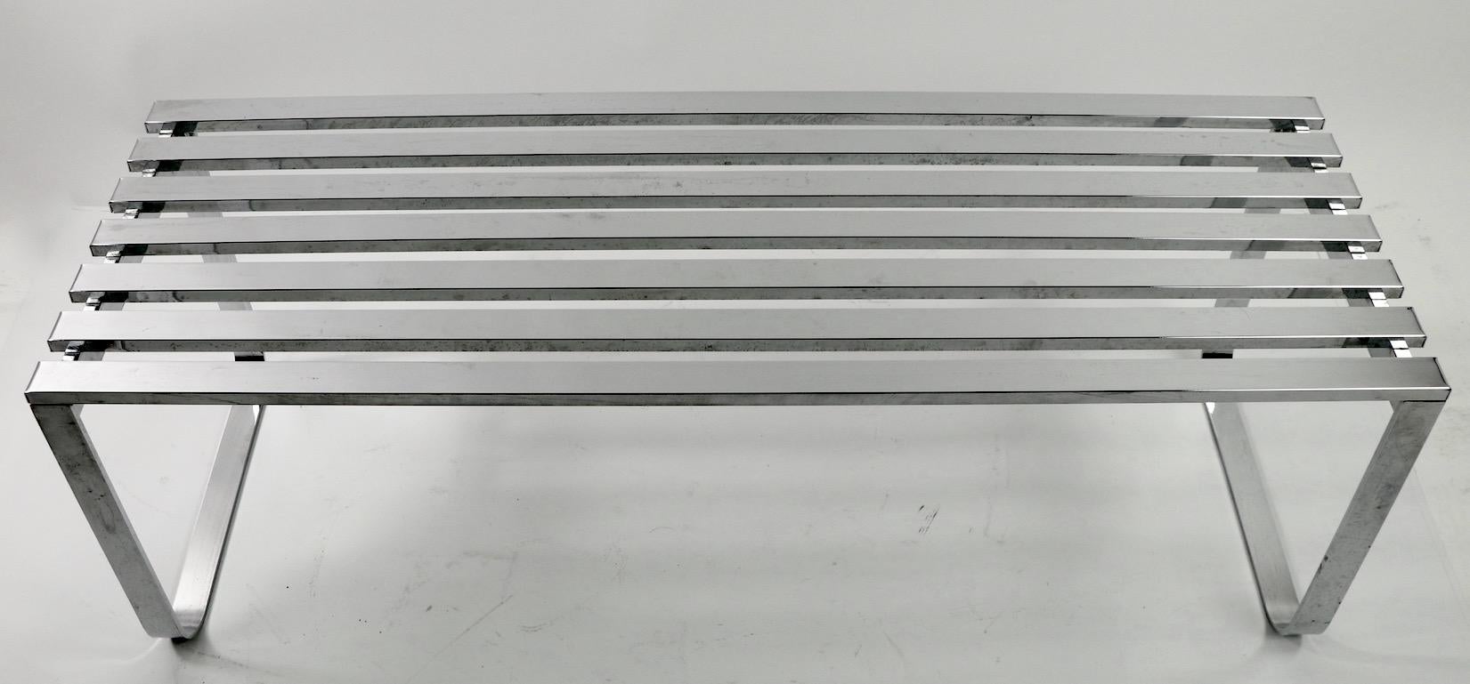 Mid-Century Modern Design Institute of America Chrome Bench Coffee Table