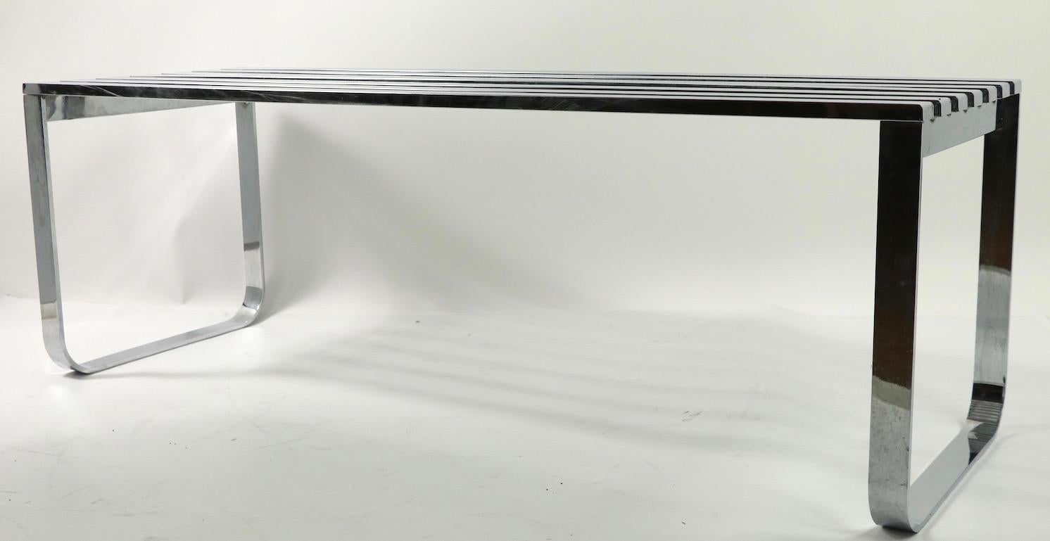 20th Century Design Institute of America Chrome Bench Coffee Table
