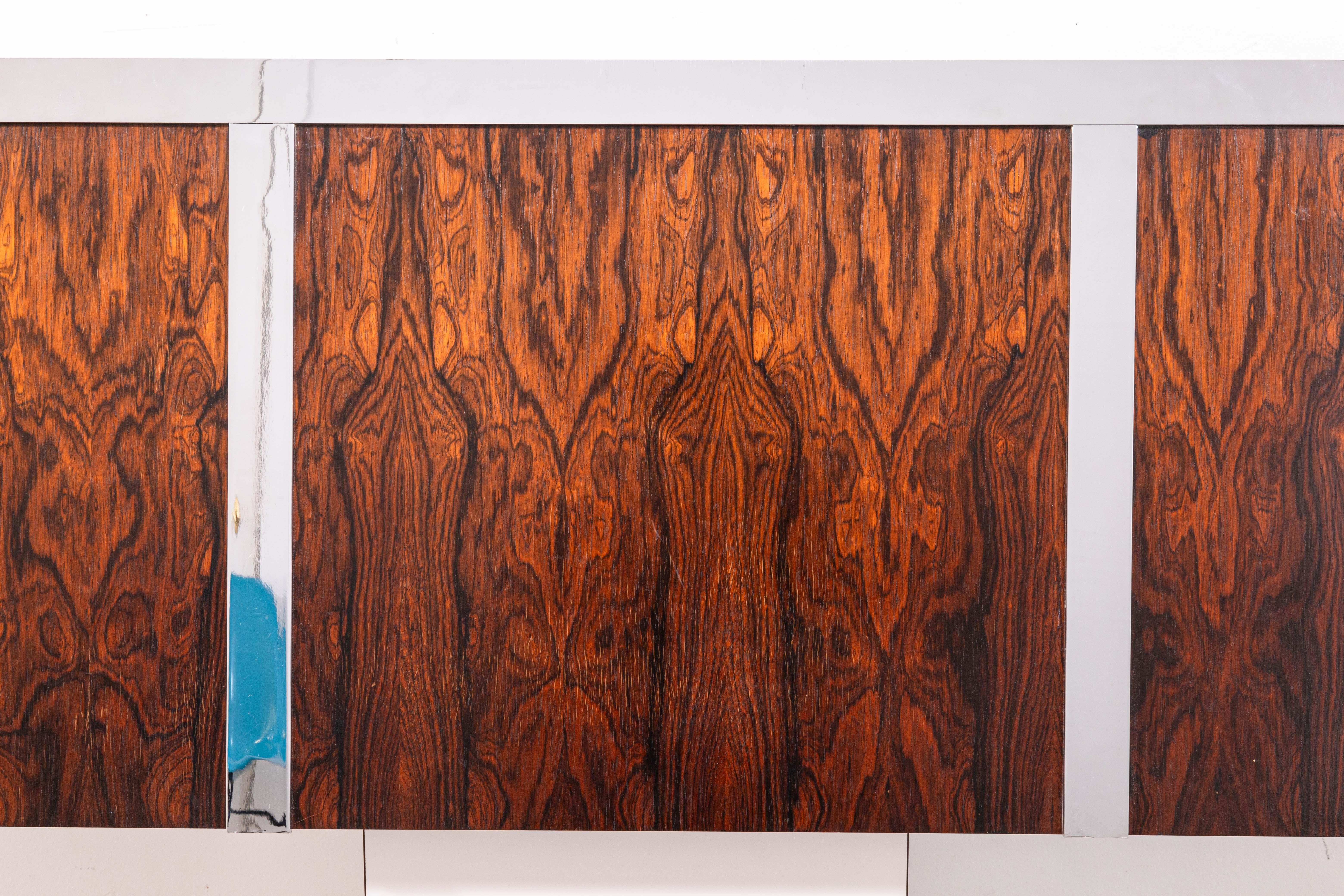 American Baughman for John Stuart Rosewood Chrome Queen Vintage Mid Century Headboard For Sale