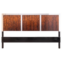 Baughman für John Stuart Rosenholz Chrom Queen Vintage Mid Century Kopfteil aus der Mitte des Jahrhunderts