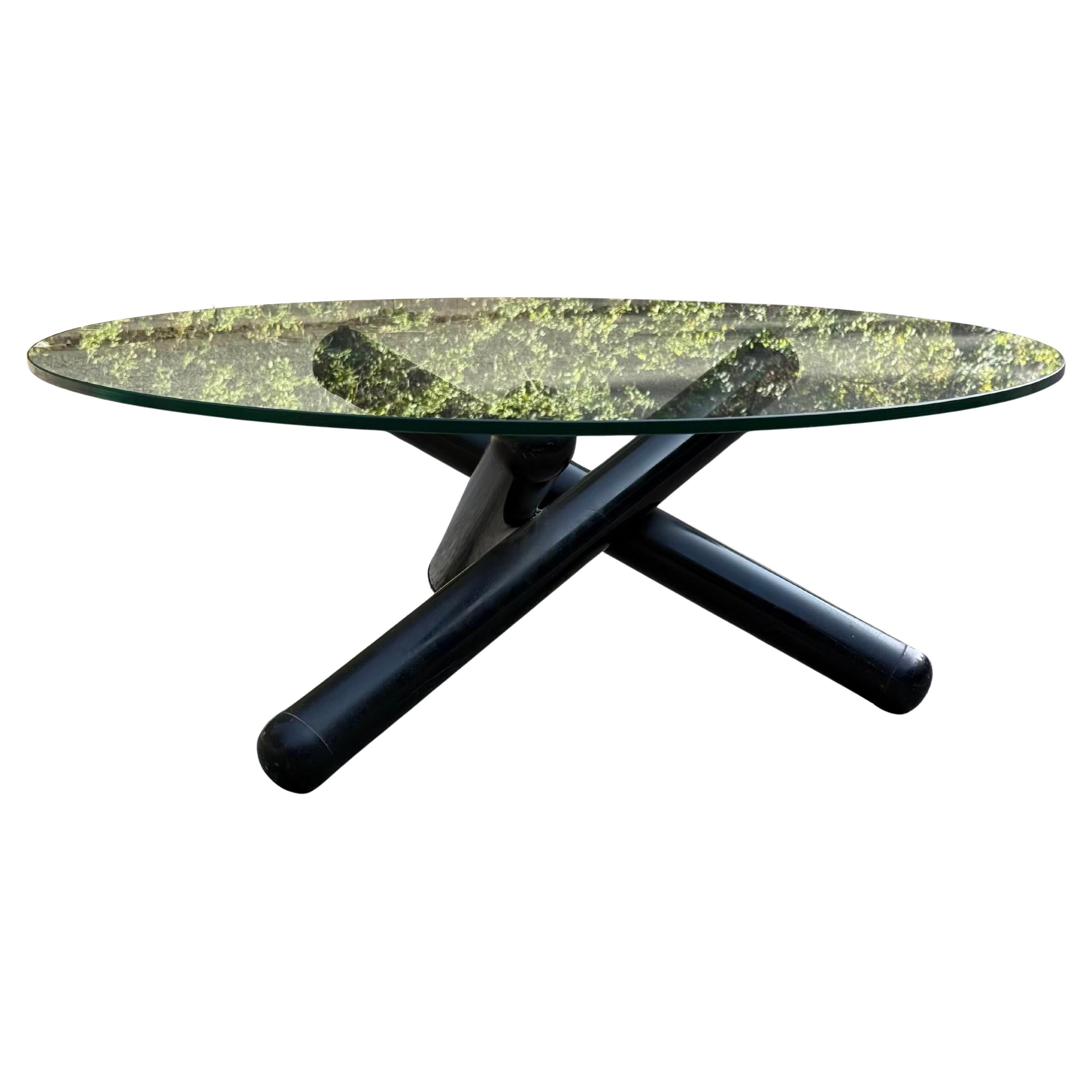 Table basse en chrome noir "Jax" de Baughman en vente