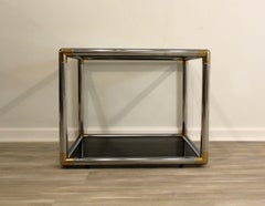 Baughman Style Brass & Chrome Tubular Cube Side End Table