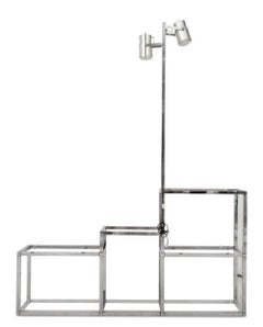 Lámpara de pie estilo Baughman Cromada y Lucite