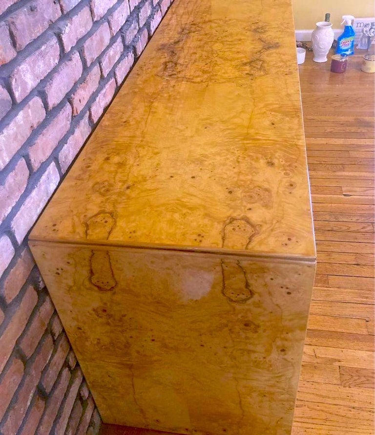 Baughman Style Credenza MidCentury Burl Wood For Sale at 1stDibs