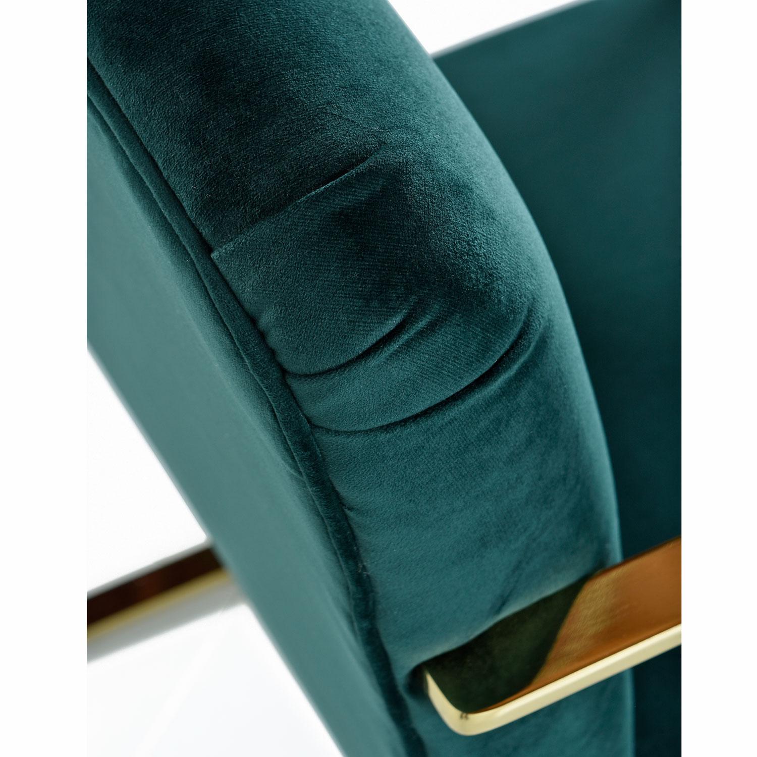 Late 20th Century Baughman Style Forest Green Velvet Flat Bar Cantilever Brass Armchair Set of 2