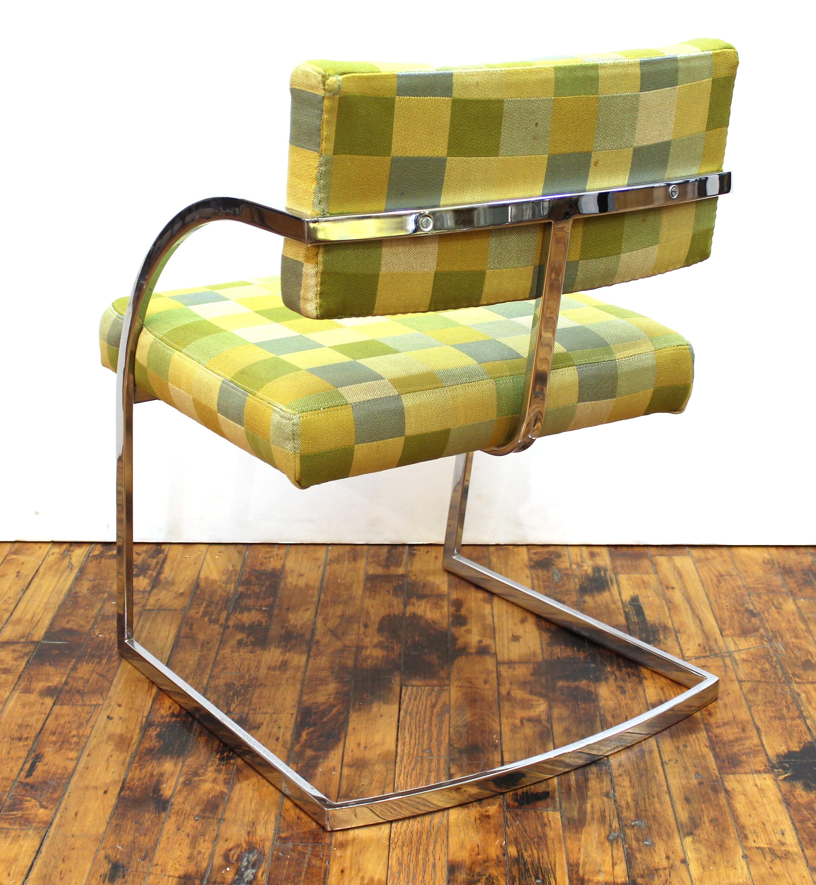 Upholstery Baughman Style Modern Chromed Metal Dining Chairs