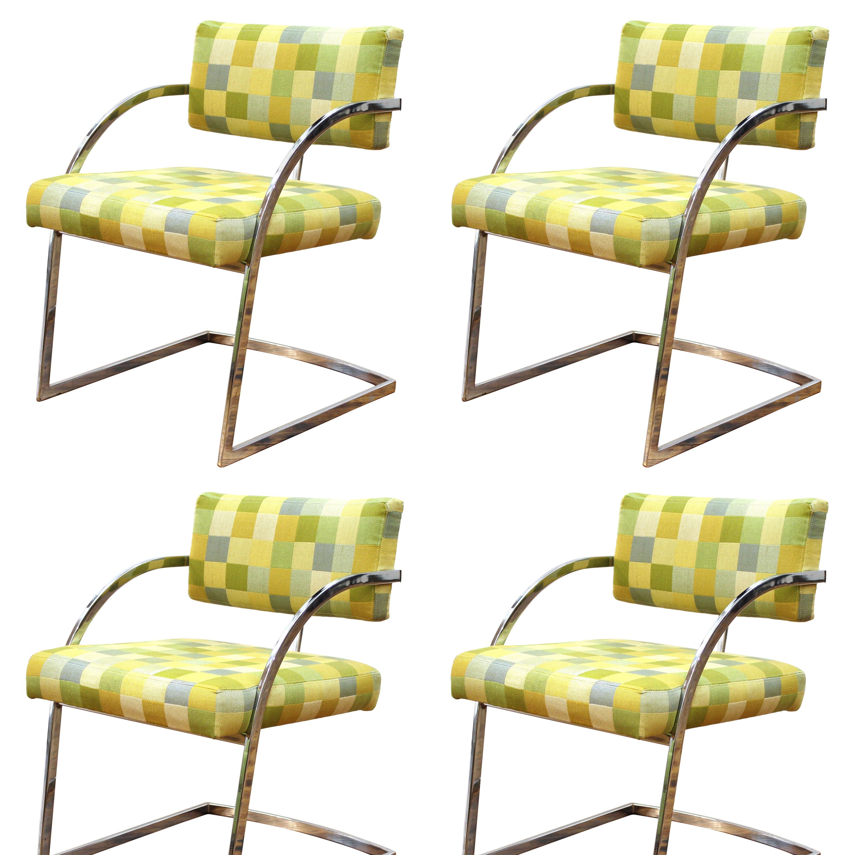 Baughman Style Modern Chromed Metal Dining Chairs