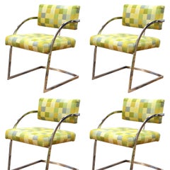Baughman Style Modern Chromed Metal Dining Chairs